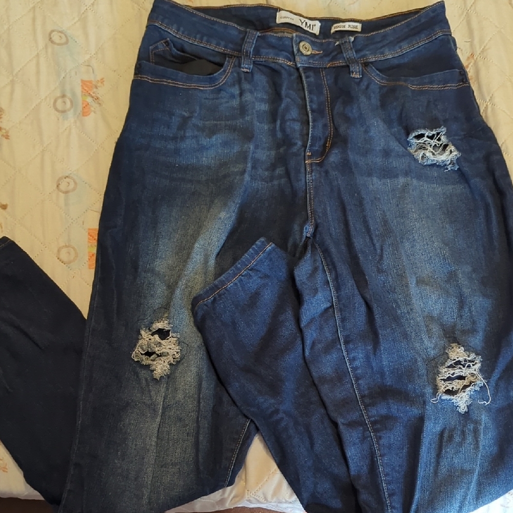 YMI High Rise Distressed Dark Blue Jeans